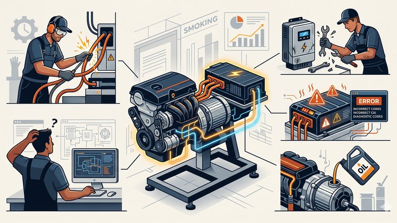Иллюстрация процесса обслуживания гибридной системы курения для статьи о типичных ошибках пользователей